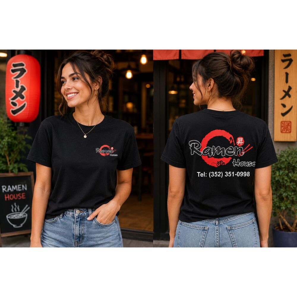 Ramen House Graphic T Shirt | Black | Size Small | Front & Back Print